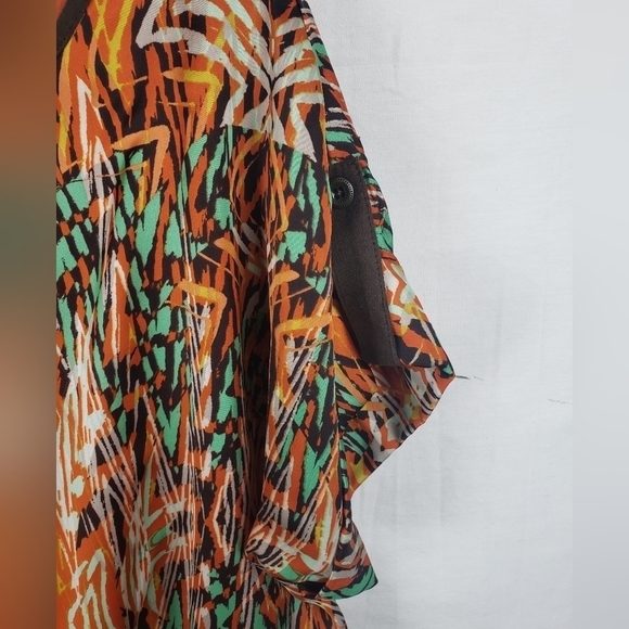 Gabby Skye Orange Multicolored Short Sleeve Round Neck Dress Sz 12 - Picture 5 of 12